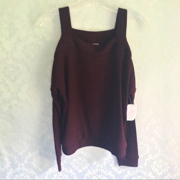 NWT Plum Off The Shoulder Long Sleeve Sweater - Picture 1 of 5